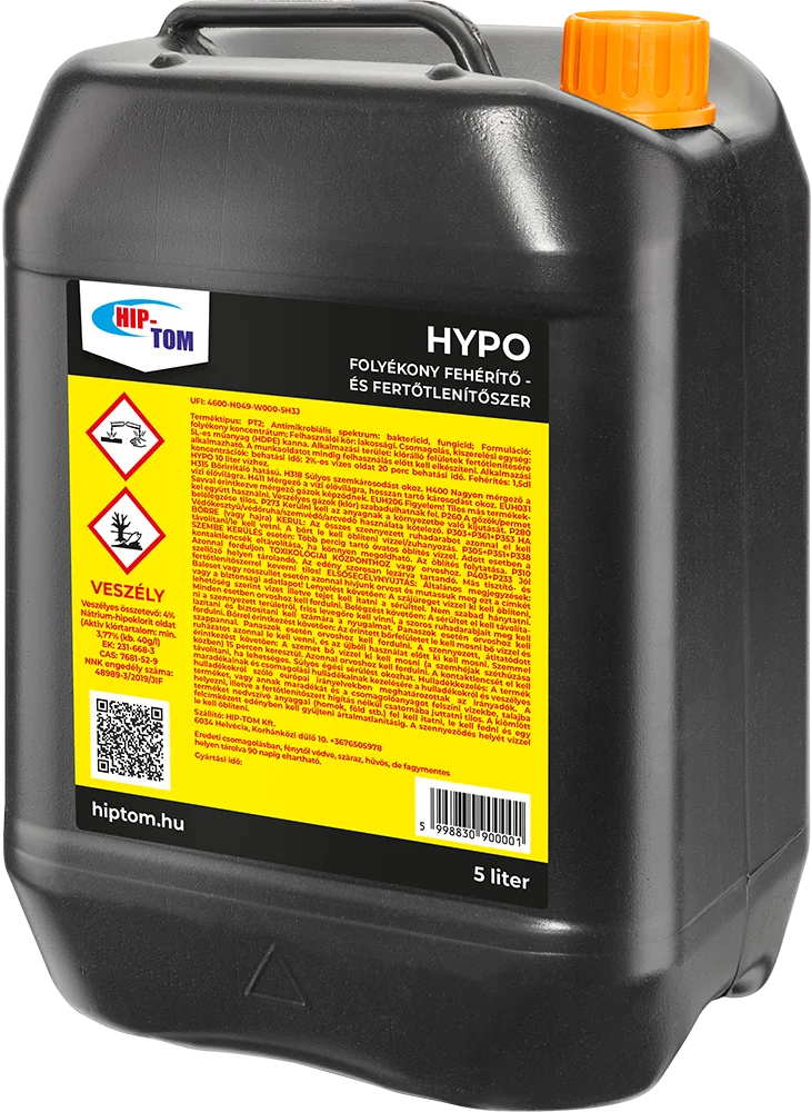 Hip-Tom - Hypo Folyékony Fehérítő és Fertőtlenítő - 5 l