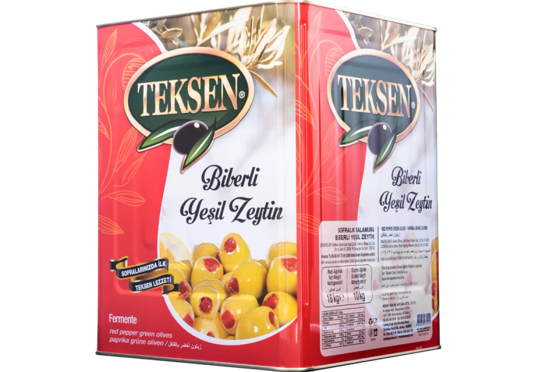 Teksen - Paprikával Töltött Zöld Olivabogyó - 10 kg