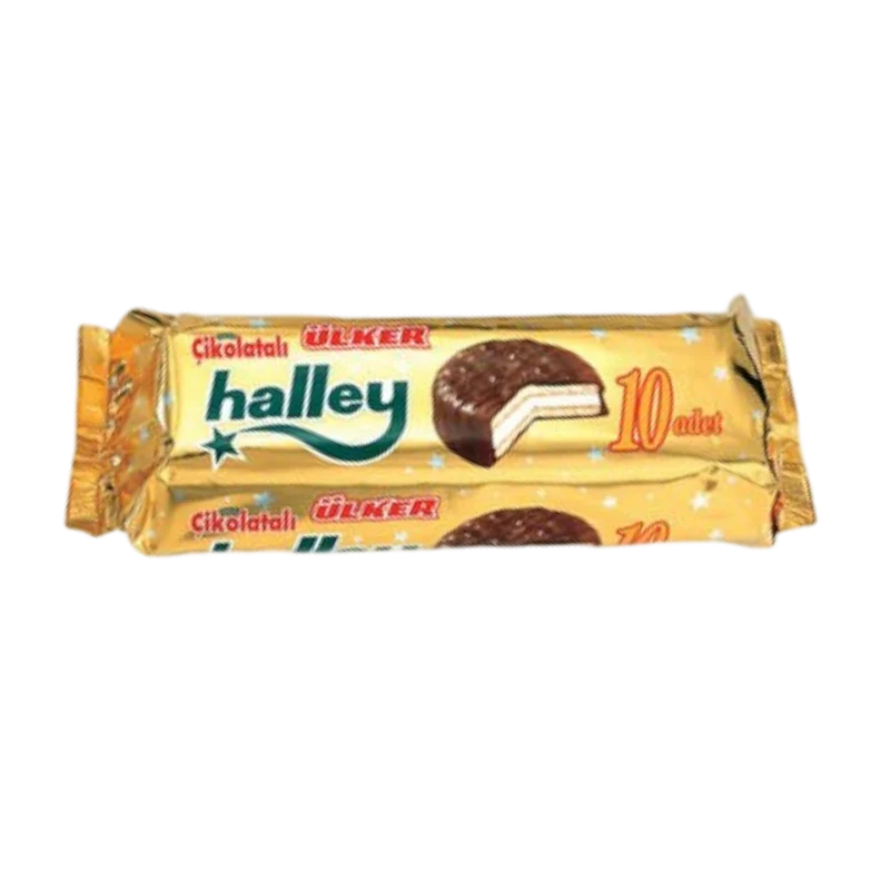 Ülker Halley- Keksz csokoládébevonattal -mályvacukros töltelékkel 10db 300g